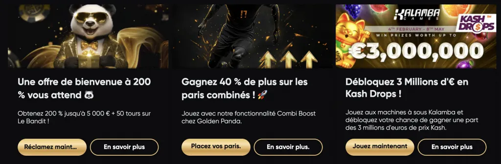 Bonus et promotions de Golden Panda